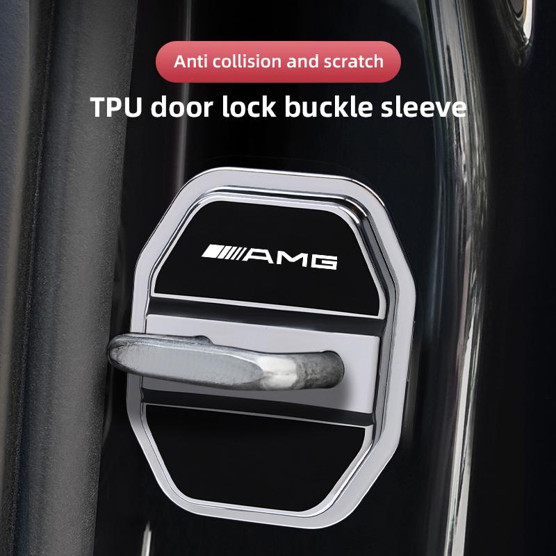 4 szt. Silikonowe Pokrowce na Zamki Drzwi Samochodu Naklejka Ochronna na Klamrę Dla Mercedes Benz AMG W203 W206 W220 W205 W211 W212 W201 W168 WS4