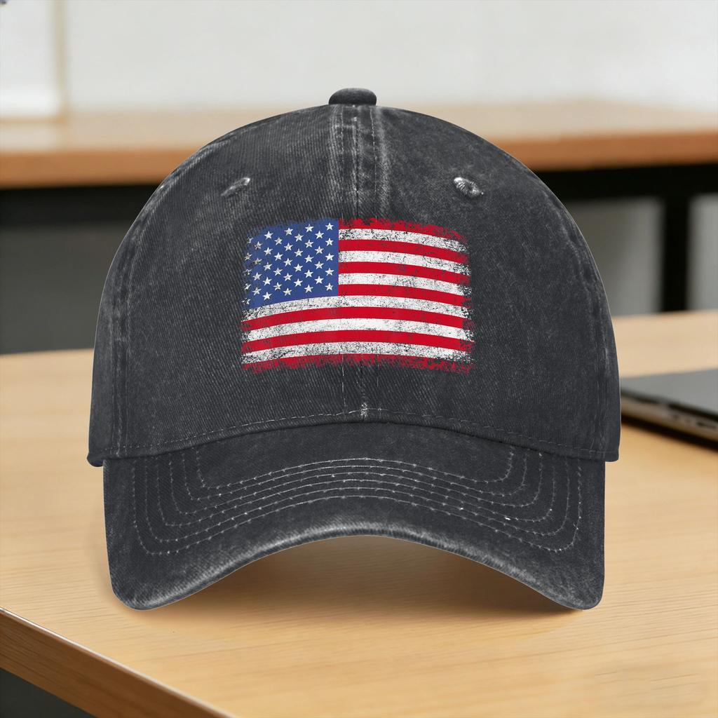 Patriotic USA Flag Th of July Washed Baseball Cap Fitted Retro Sun Trucker Hat Spring Women Unisex Running Hippie Baseball Caps