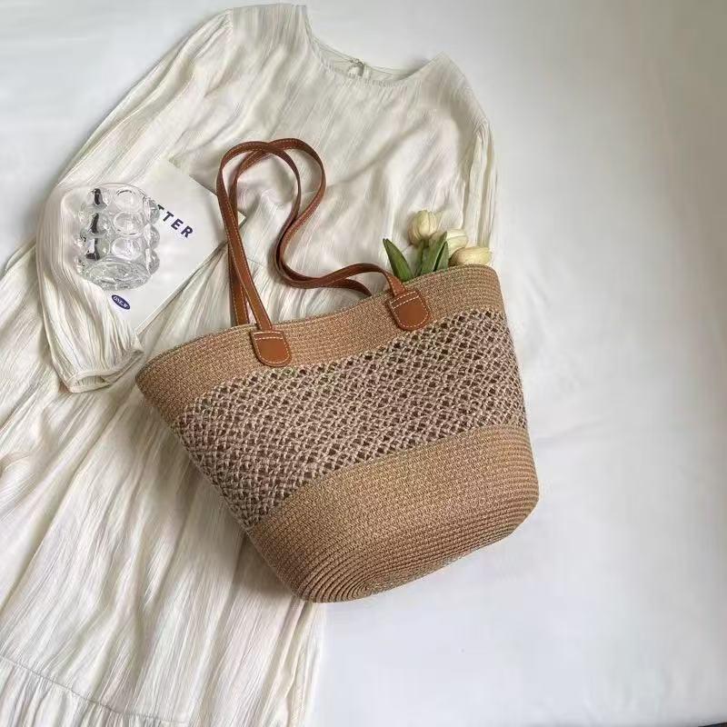 

French Country Striped Straw Tote & Beach Hat Set