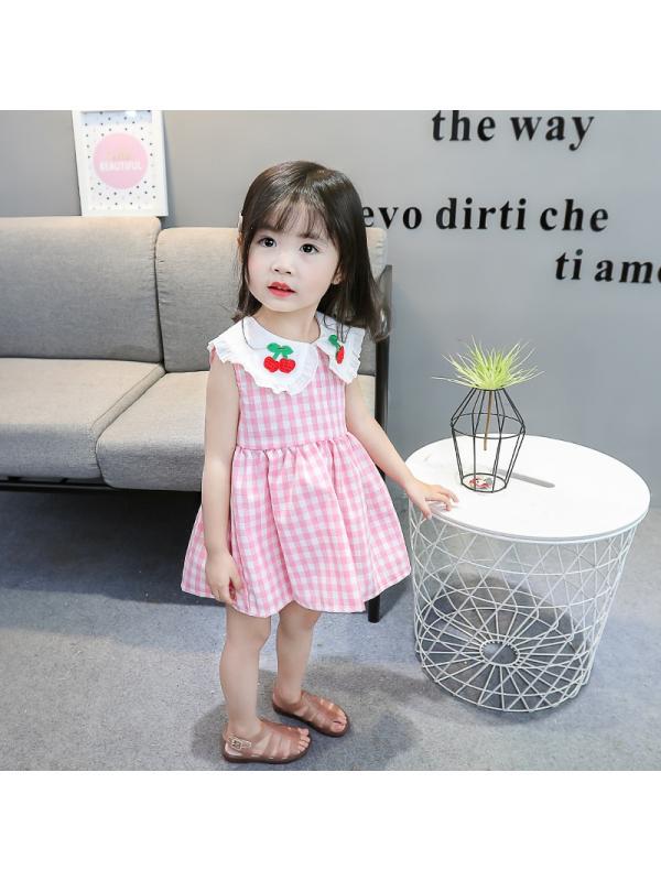 

Повседневное платье без рукавов с вишневым дизайном для маленьких девочек на лето 100 розовый