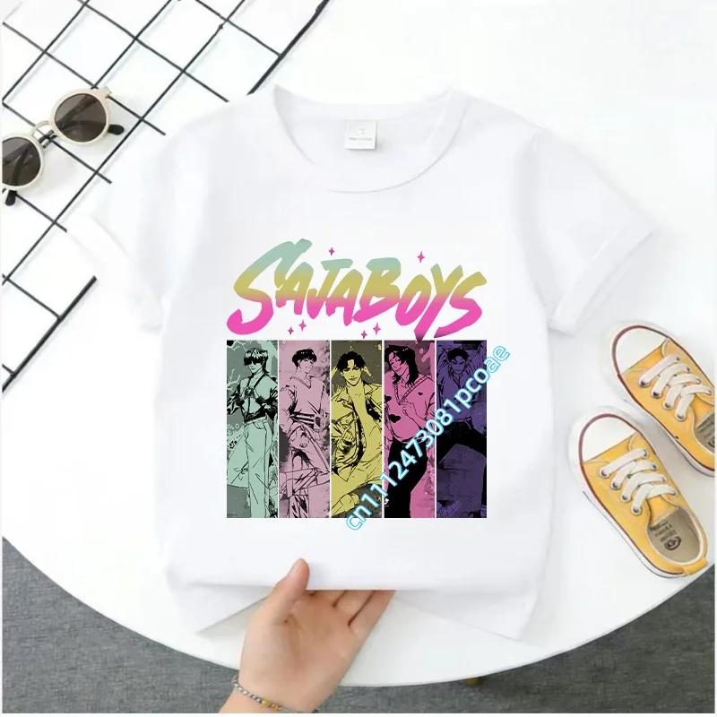 KPop Demon Hunters 2026New Saja Boys Cartoon Boys T-shirt Round Neck Fashion Casual Top Children's T-shirt Kids Clothing