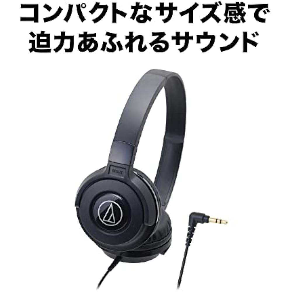Audio-Technica ATH-S100 BK Headphones, Wired, STREET MONITORING, DJ, Portable, On-Ear Headphones,...