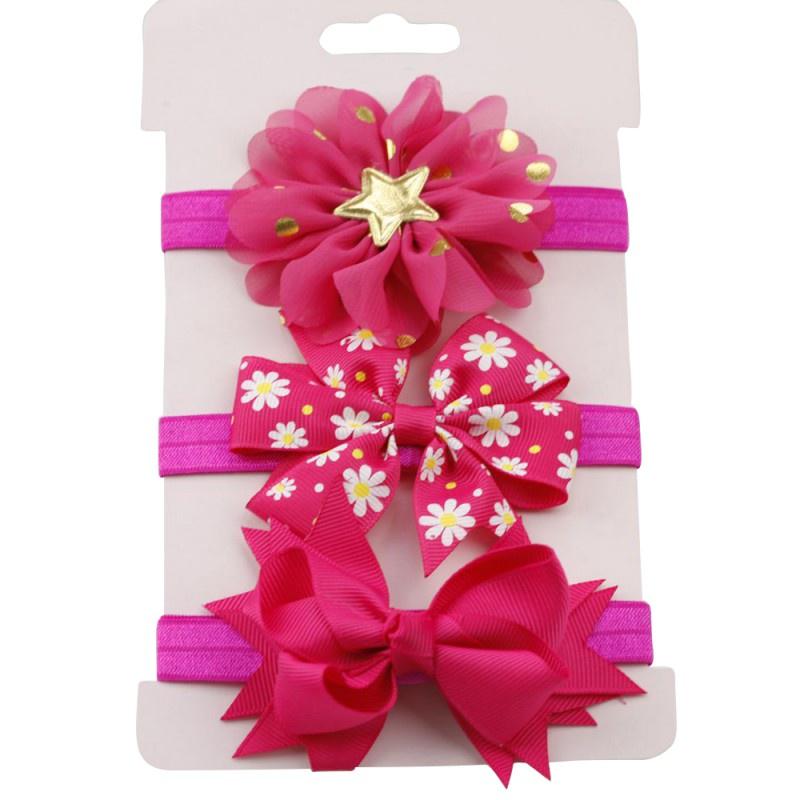 3pcs Elastic Princess Headbands Children Skinny Stretchy Bowknot Elastic Hair Band