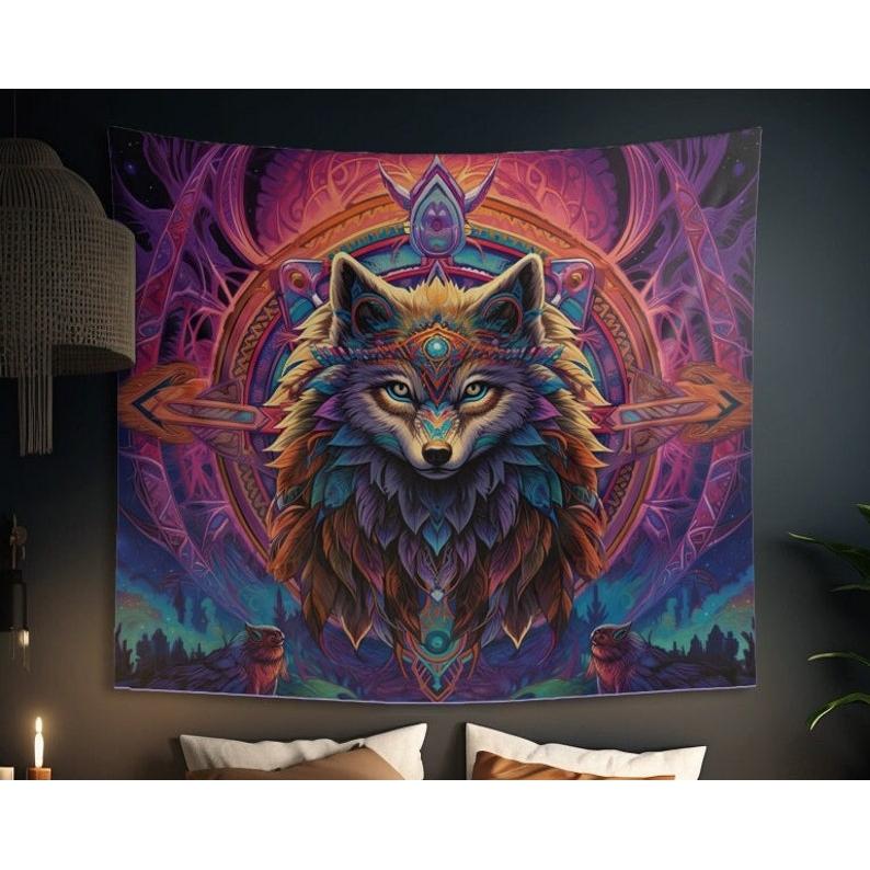 Wolf tapestry 75x100 чёрный