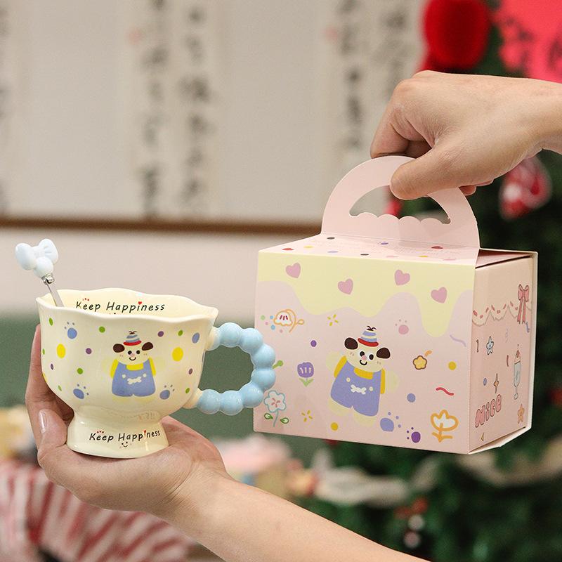 Puppy Mug with Spoon Goblet Office Cup Coffee Breakfast Cup High Value Ceramic Water Cup