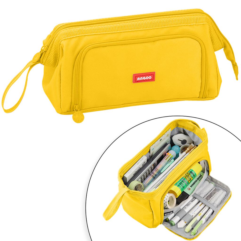Extra-large Multi-purpose Pencil Case Durable Polyester Spacious Organizer For School Supplies & Makeup Portable Design Forteens