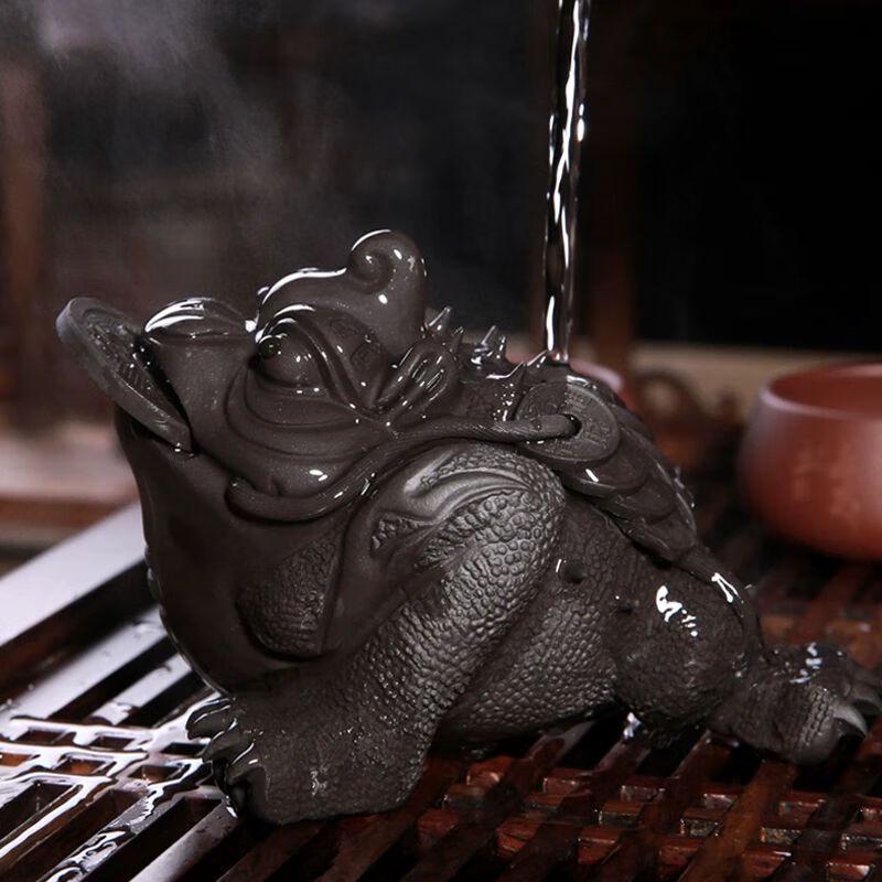 Purple Clay Golden Toad Tea Pet Ornament