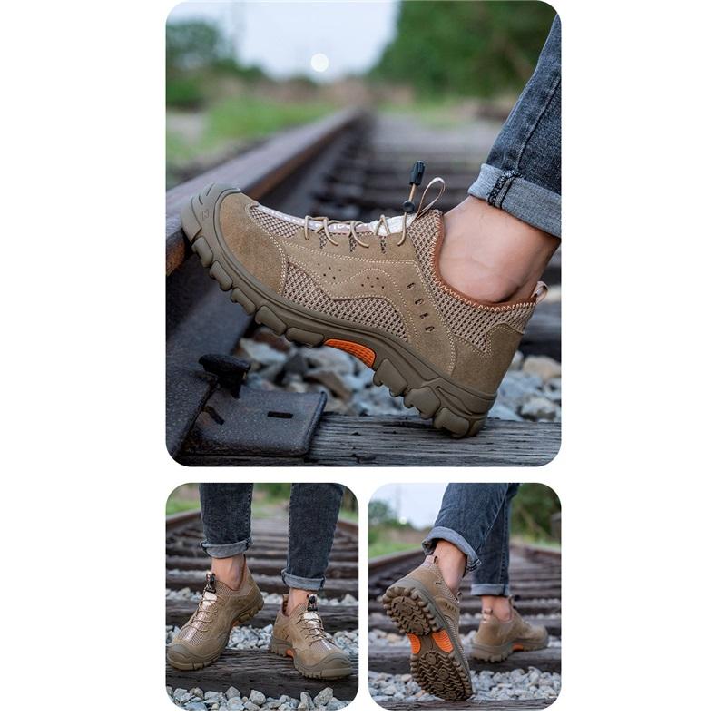 Letní pracovní obuv Pánská ocelová špička Proti nárazu, Proti propíchnutí, Protiskluzová, Prodyšná a deodorantní bezpečnostní obuv