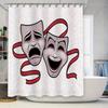 Theater Curtain Drama Masks Shower Curtain Vintage Stage Performance Backdrop Bathroom Decor Artistic Design Wall Hanging Home D