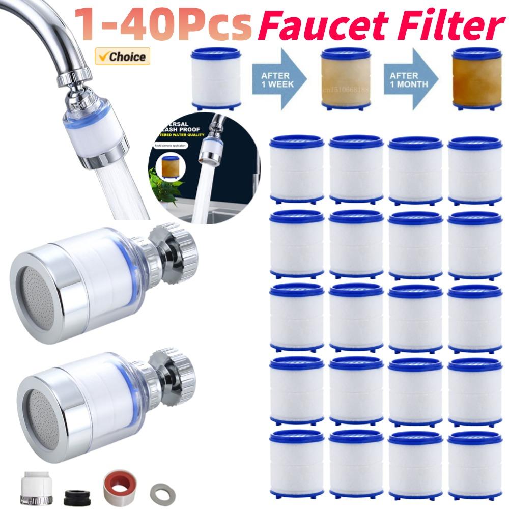 1-40Pcs Faucet Water Filter 360 Degree Rotating Splash Filters Remove Chlorine Heavy Metals Filtered Showers Head Bath Purifier