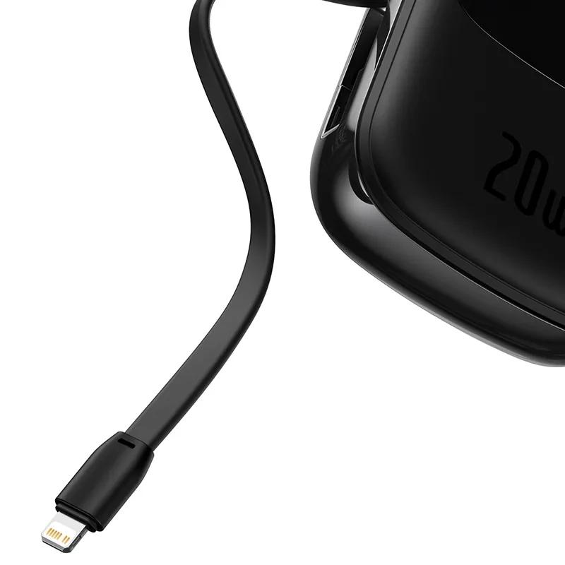 Powerbank Baseus Qpow Pro with Lightning Cable, USB-C and USB Port, 20000mAh, 20W (Black)