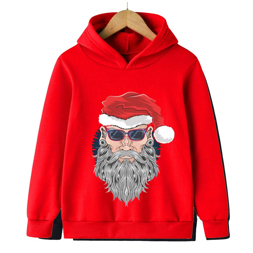 2026 Christmas Sweatshirt Tough Funny Santa Claus Kids Sweatshirt Boys Girls Hoodie Sports Top Merry Christmas