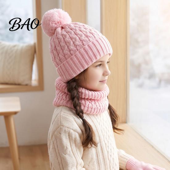 Childrens Winter Outdoor Clothing Kids Hat Scarf Gloves Set, 3-Piece Fleece Lined Beanies Neck Cozy Thickened Wear Warmer Mittens for Boys Girls, Warm