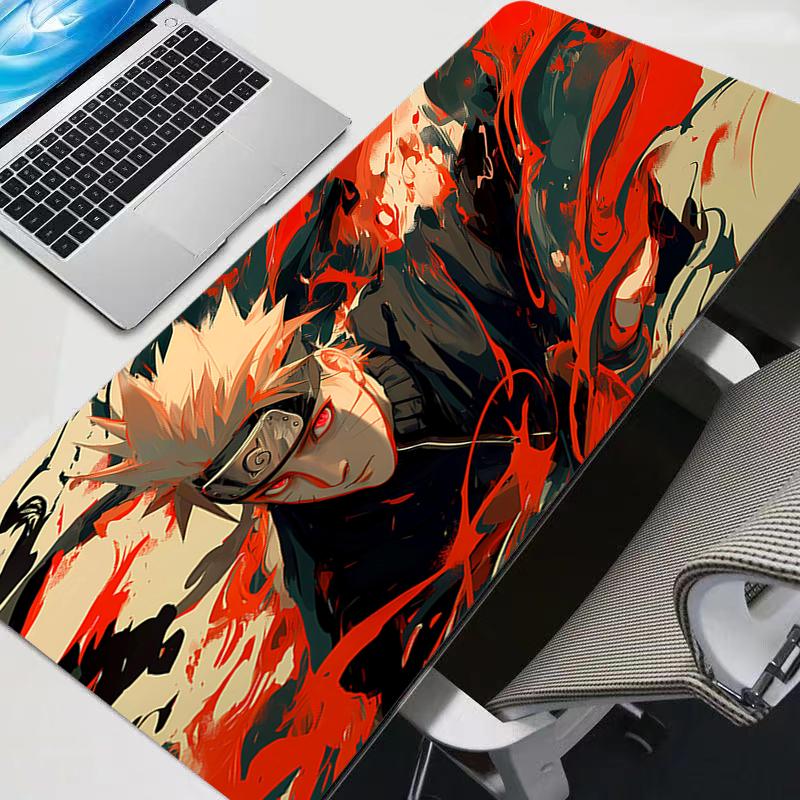 Mouse Pad PC Gamer Mousepad Office Laptop Naruto Uzumaki Anime Mouse Mats Black And White Desk Mat HD Rubber Keyboard Pad Gifts
