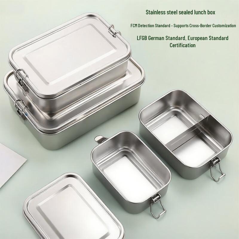 Bingyue 304 Stainless Steel Square Bento Lunch Box with Buckle Lid