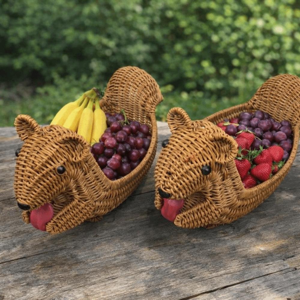 PP Squirrel Shaped Storage Basket Handwoven Imitation Rattan Storage Basket  Home Storage