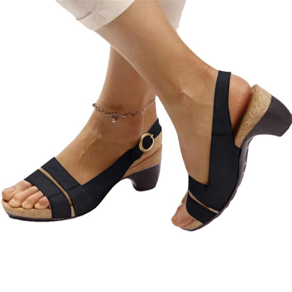 Women's Open Toe High Heel Sandals Adjustable Buckle Strap Summer Casual Dress Shoes Comfortable Fit Durable Sole