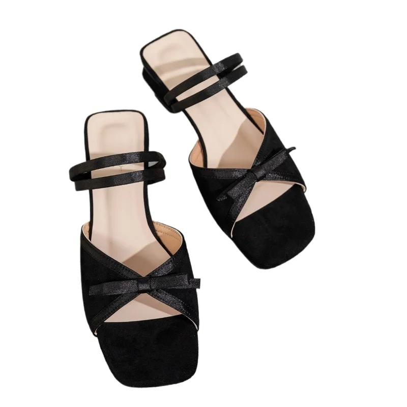 Ladies Shoes  High Quality Slip On Women's Sandals Fashion Butterfly-knot Daily Sandals Women New Plus Size Heeled Sandals