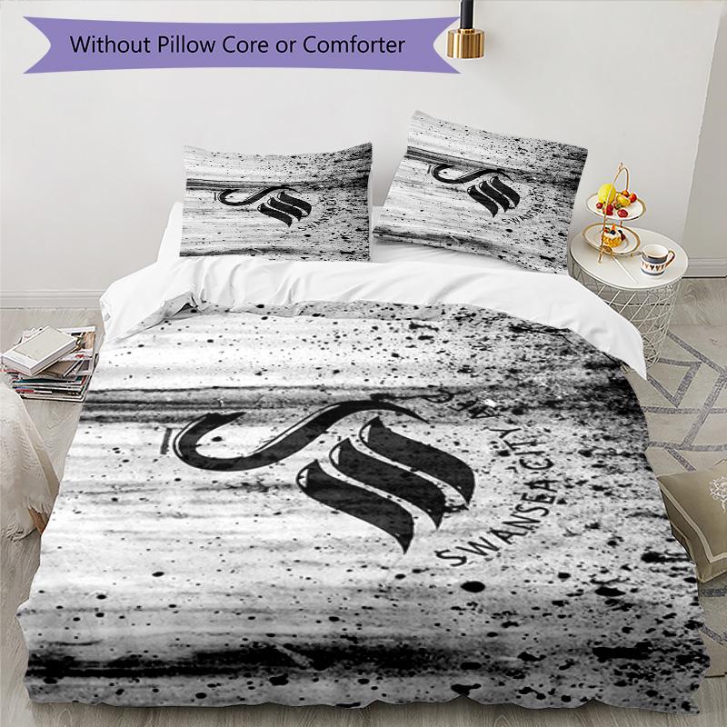 Set Copripiumino con Stampa Swansea City A.F.C. – include 1 copripiumino e 2 federe coordinate Arredo camera da letto Regali di Natale