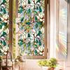 Flowers Window Privacy Film Removable Static Cling Stickers Floral Stained Glass Window Film Decorative Window Decals for Home