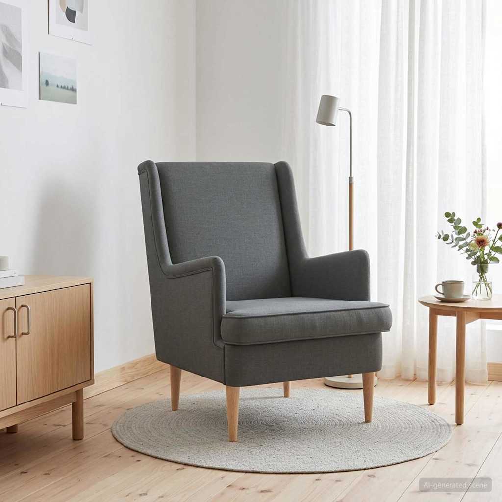 Armchair Dark Grey Fabric