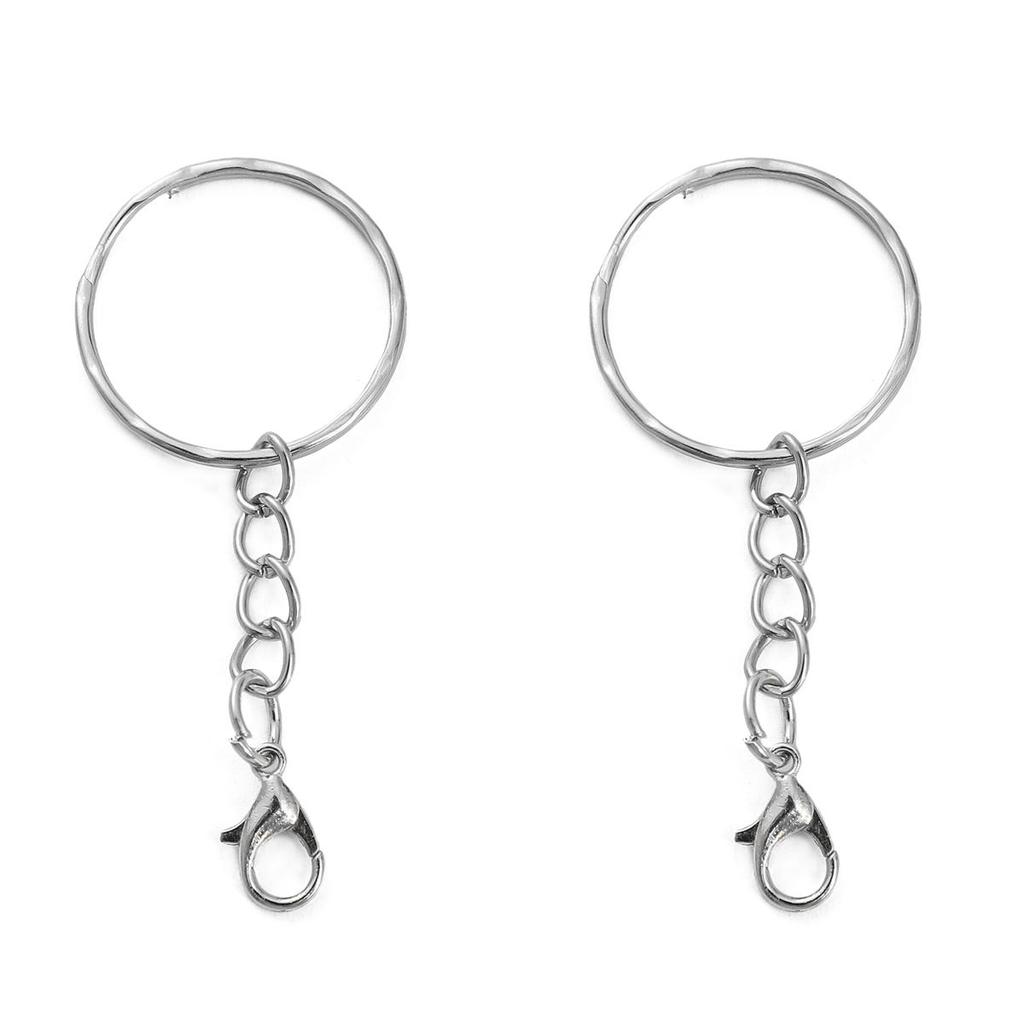 Iron Flat Ring Keychain Hanging Lobster Buckle Chain Buckles Connector For DIY Jewelry Making