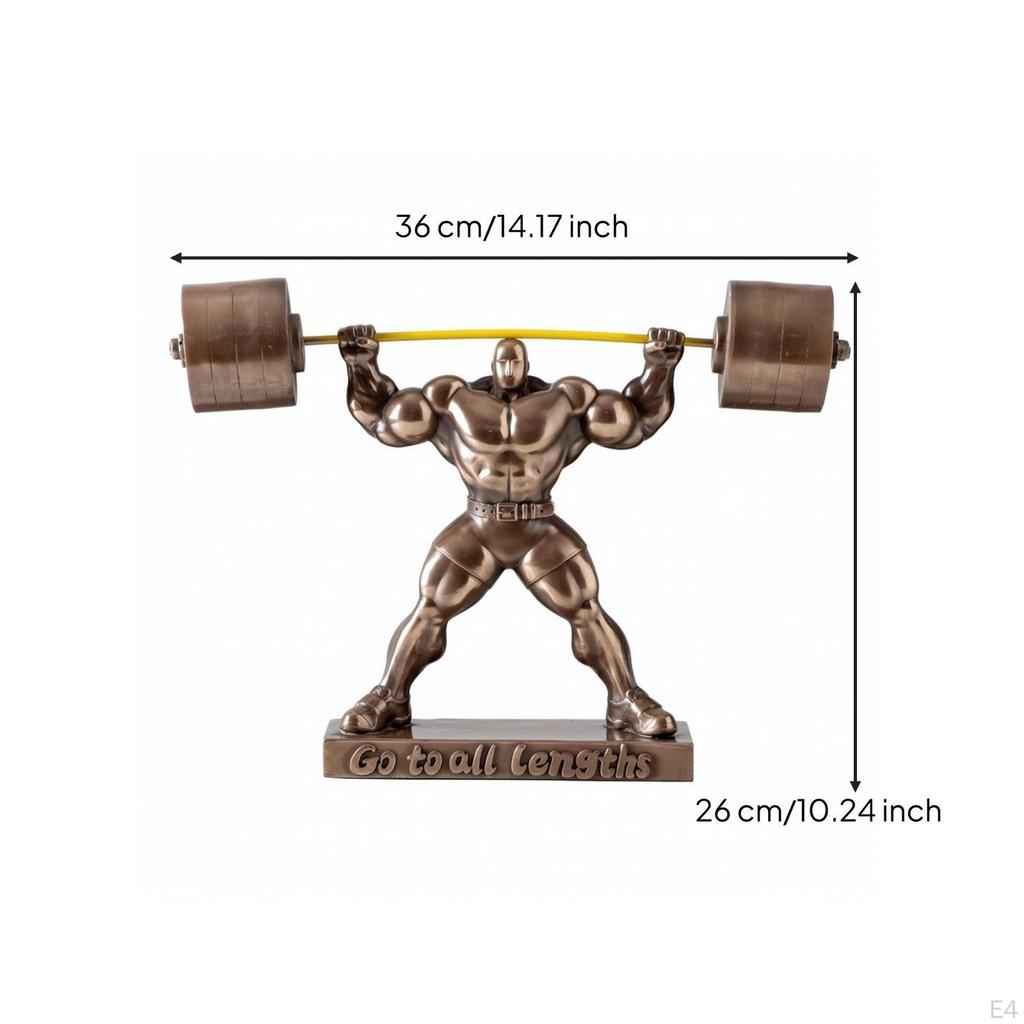 Weightlifter Figure Cold-Cast Bronze Statue Athletic for Weightlifters, Athletes
