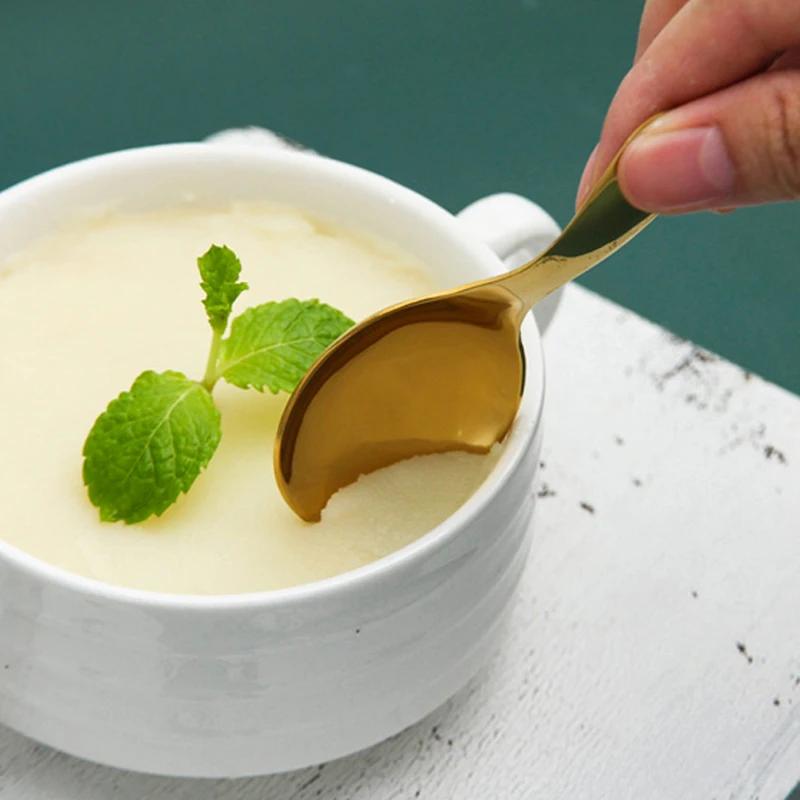 4Pcs Short Handle Spice Sugar Spoon Small Ice Cream Spoon Coffee Tea Scoop Mini Gold Silver Stainless Steel Spoons Kitchen Scoop