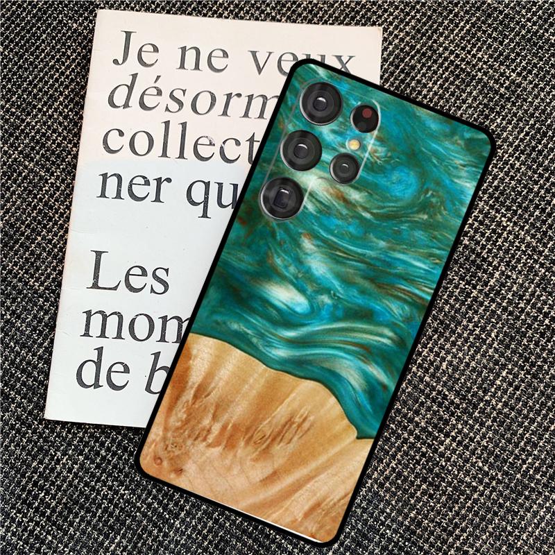 Traveler Protective Wood Resin Case For Samsung Galaxy S24 S25 Ultra S20 S21 S22 S23 Ultra S9 S10 Plus S25 FE Back Cover