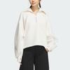 Adidas Spacer 1/2 Zip Track Top Solid Color Loose Fit Pullover Sweatshirt Women Tops White JJ3795