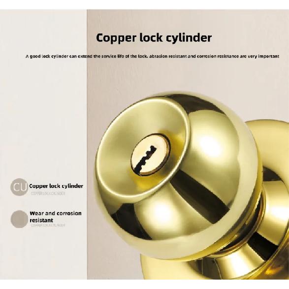 Stainless Steel round Ball Door Knobs Passage Entrance Lock Handle for Bedrooms Living Rooms Hardware Accessories
