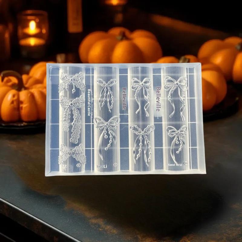 Bowknot Nail Mold in 3D Silicone; Transparent Templates for Flower Heart Lace Nail Art Designs