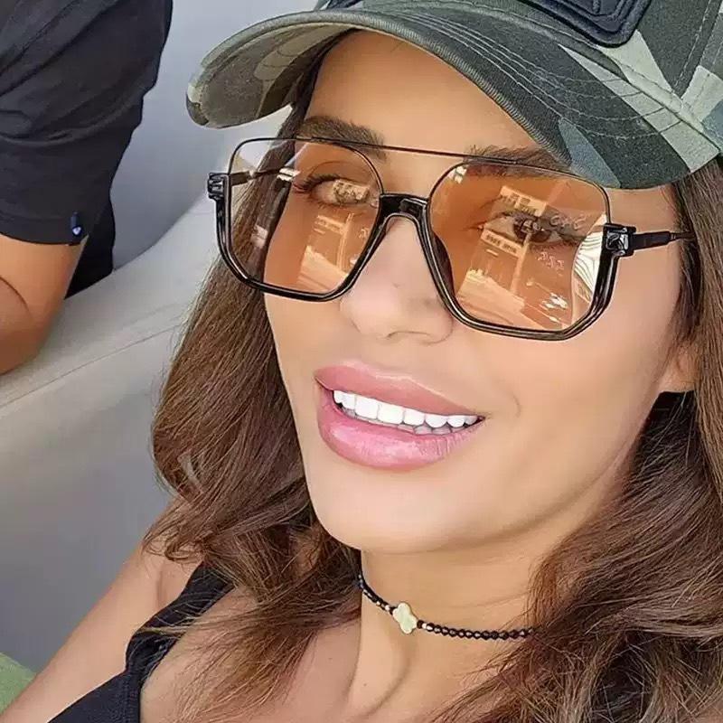 Women's Sunglasses Retro Large Frame Glasses Ins Women's Sunglasses Black Tea Frame Glasses Korean Sunglasses Men's Sunglasses