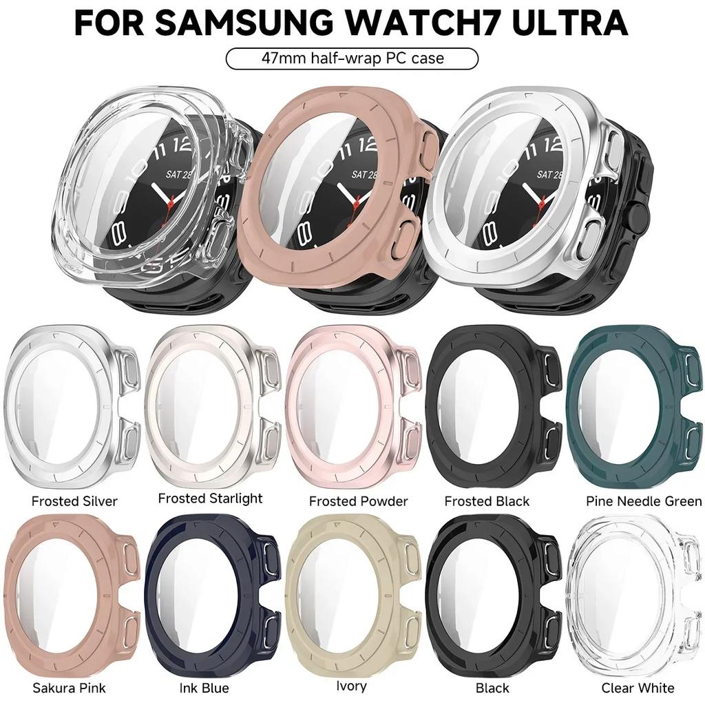 Schutzhülle aus gehärtetem Glas + Armband für Samsung Galaxy Watch Ultra 47mm Silikonarmband für Galaxy Watch Ultra 47mm Armband Schutzhülle