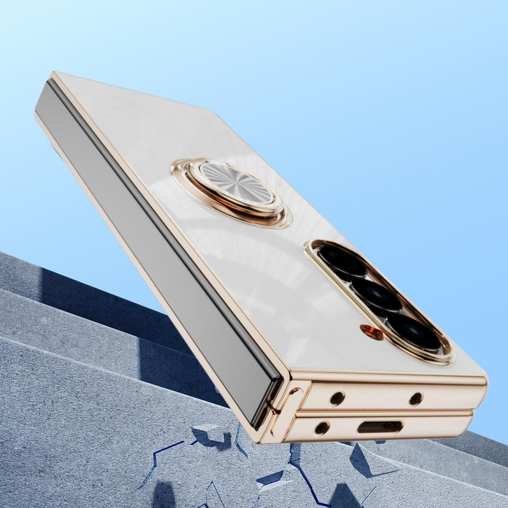 For Samsung Galaxy Z Fold5 5G Case Precise Cutouts 6D Electroplating TPU Phone Cover with Ring Holder
