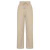 Damen Sommerhose mit elastischer Taille, einfarbig, lockere Hose aus Baumwolle und Leinen