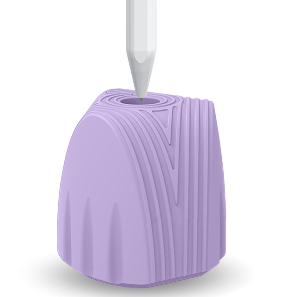 

Silicone Vertical Stand Solid Color Anti-loss Pen Container Two Placement Soft Pen Holder for Apple Pencil 1/2/3 фіолетовий