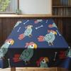Modern Cartoon Print Tablecloth Blue Floral Design Dining Room Decor Reversible Cotton Square Kitchen Placemat Cover Size 150x23