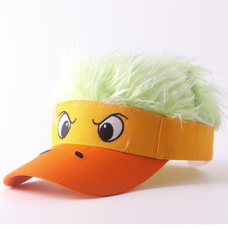 Realistic wig baseball cap street style wide brim duckbill cap wholesale adjustable
