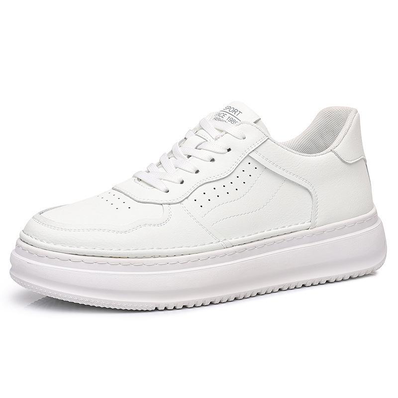 Spring Summer New White Board Shoes for Men Lace Designer Leather Sneakers Male Fashion Casual Platform Zapatos De Hombre