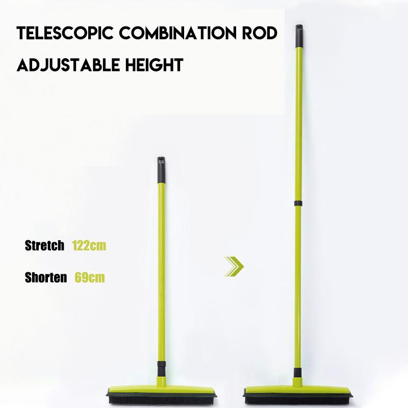 Cozyoutfit Long Push Rubber Broom Bristles Sweeper Squeegee Scratch  Bristle Broom for Pet Cat Dog Hair Carpet