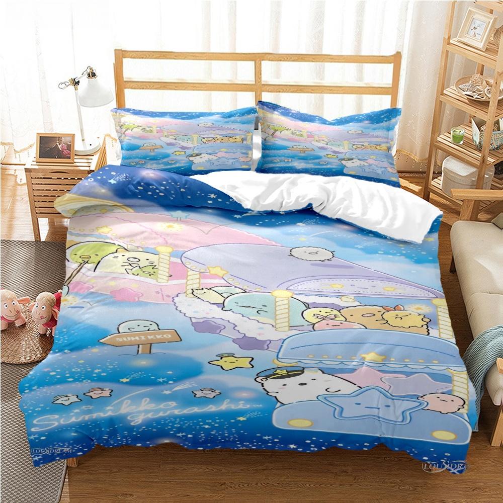 Cartoon Sumikko Gurashi Anime Cute Duvet Cover Funny Kawaii Bedding Set Soft Quilt Cover And Pillowcase Single_Double_Queen_King