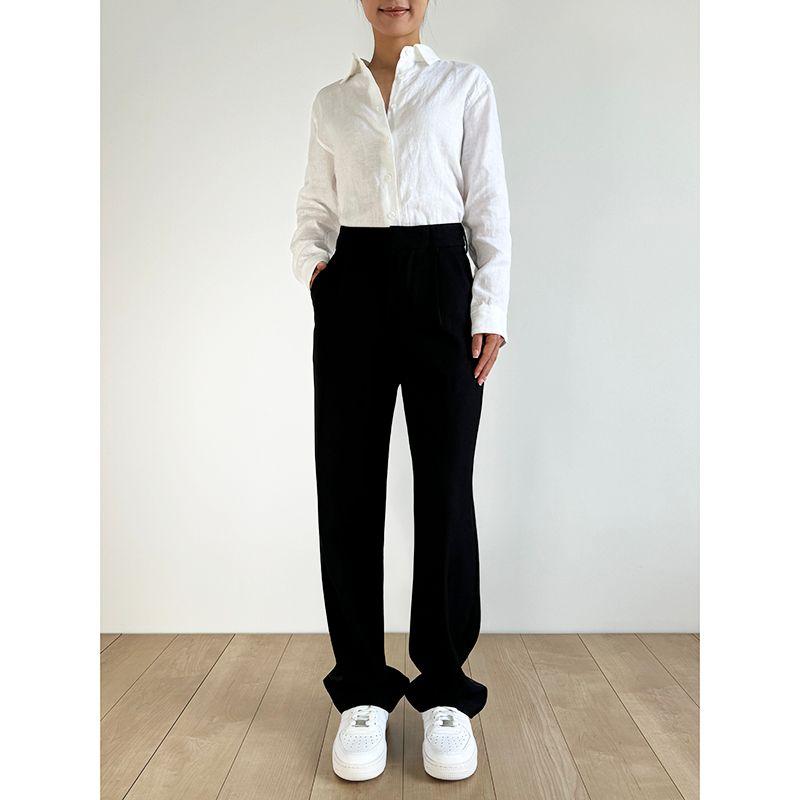 

Swagal Осенне-зимняя мода Брюки от костюма с завышенной талией и драпировкой Black S