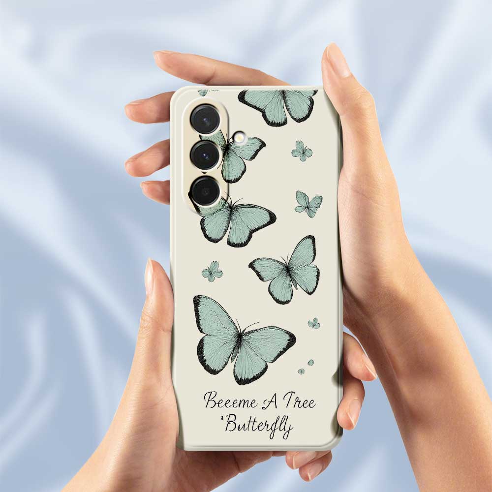 For Samsung Galaxy A36 5G Case Green Butterfly Pattern Printing Straight Edge TPU Phone Back Cover