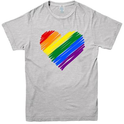 Unisex Mens Womens Gay Pride T-Shirt Tee Quality Retro Heart Strip Rainbow LGBT 4