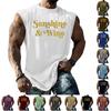 Top fără mâneci pentru bărbați Textură vintage Croială largă Respirabil Vară Sport Stradă Casual Uzură zilnică Tricou pentru mușchi