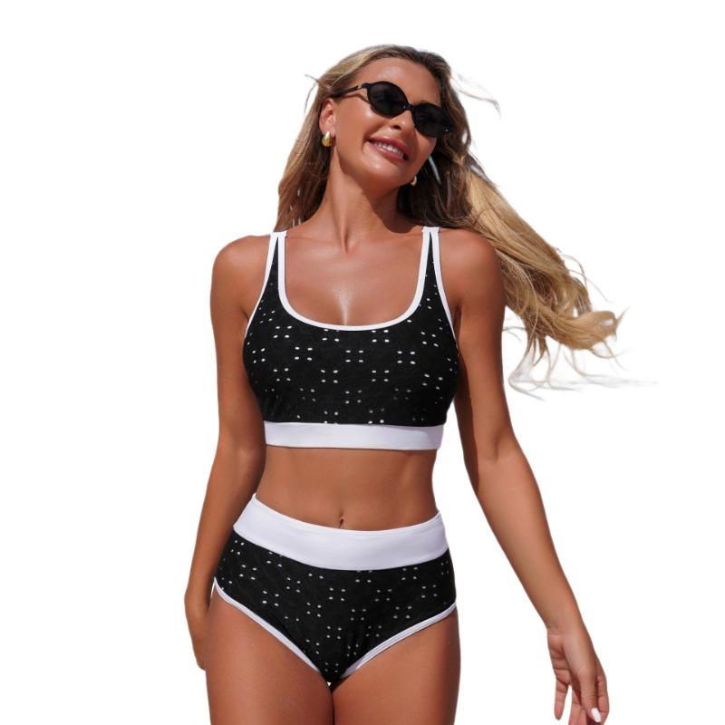 European and American Swimwear New Bikini Hole Cloth Split Swimsuit Spot Bikini