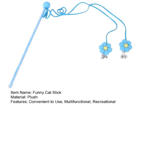 Cat Interactive Toy Comfortable Handle Soft Bell Delicate Tear-resistant Relieve Stress Vivid Color Flower Fairy Funny Cat Stick for Kitty