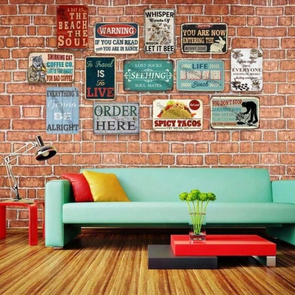 Metal Poster Wall Art, Vintage Tin Sign for Garden Living Room, Housewarming Gift
