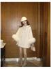 Petite Bow Women's Thickened Fleece Lined Wool Cape Coat